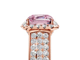Rose gold Fancy Pink Asscher  Halo Round Diamond Pave Band with Prong Setting_17