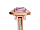 Rose gold Fancy Pink Asscher  Halo Solitaire Diamond Ring with Pave Band and Bezel Setting_51