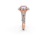 Rose gold Fancy Pink Asscher  Halo Split Shank Diamond Engagement Ring with Pave Band and Four-Prong Setting_18