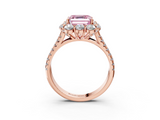 Rose gold Fancy Pink Asscher  Halo Split Shank Diamond Engagement Ring with Pave Band and Four-Prong Setting_19
