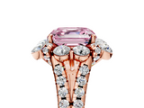 Rose gold Fancy Pink Asscher  Halo Split Shank Diamond Engagement Ring with Pave Band and Four-Prong Setting_21