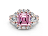 Rose gold Fancy Pink Asscher  Halo Split Shank Diamond Engagement Ring with Prong Setting_17