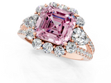 Rose gold Fancy Pink Asscher  Halo Split Shank Diamond Engagement Ring with Prong Setting_18