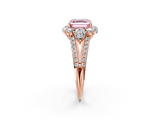 Rose gold Fancy Pink Asscher  Halo Split Shank Diamond Engagement Ring with Prong Setting_19
