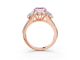 Rose gold Fancy Pink Asscher  Halo Split Shank Diamond Engagement Ring with Prong Setting_20