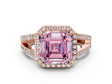 Rose gold Fancy Pink Asscher  Halo Split Shank Diamond Ring with Four-Prong Setting_17