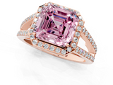 Rose gold Fancy Pink Asscher  Halo Split Shank Diamond Ring with Four-Prong Setting_18