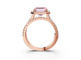 Rose gold Fancy Pink Asscher  Halo Split Shank Diamond Ring with Pavé Setting 3