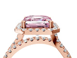 Rose gold Fancy Pink Asscher  Halo Split Shank Diamond Ring with Pavé Setting 4