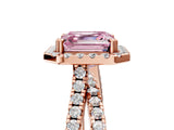 Rose gold Fancy Pink Asscher  Halo Split Shank Diamond Ring with Pavé Setting 5