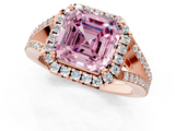 Rose gold Fancy Pink Asscher  Halo Split Shank Diamond Ring with Prong Setting_1