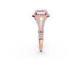 Rose gold Fancy Pink Asscher  Halo Split Shank Diamond Ring with Prong Setting_2