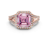 Rose gold Fancy Pink Asscher  Halo Split Shank Pave Diamond Ring with Four-Prong Setting_46