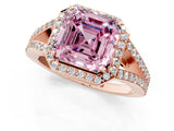 Rose gold Fancy Pink Asscher  Halo Split Shank Pave Diamond Ring with Four-Prong Setting_47