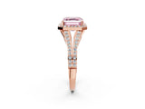 Rose gold Fancy Pink Asscher  Halo Split Shank Pave Diamond Ring with Four-Prong Setting_48