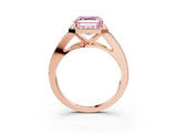 Rose gold Fancy Pink Asscher  Halo Split Shank Pave Diamond Ring with Four-Prong Setting_49