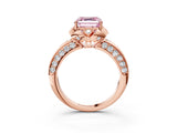 Rose gold Fancy Pink Asscher  Halo Split Shank Pave Diamond Ring with Petal Prong Setting_24