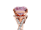 Rose gold Fancy Pink Asscher  Halo Twist Band Solitaire Prong Setting Ring_5