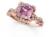 Rose gold Fancy Pink Asscher  Halo Twist Band Solitaire Ring with Six-Prong Setting_32