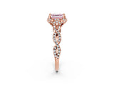 Rose gold Fancy Pink Asscher  Halo Twist Band Solitaire Ring with Six-Prong Setting_33