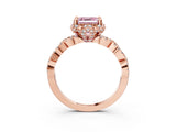 Rose gold Fancy Pink Asscher  Halo Twist Band Solitaire Ring with Six-Prong Setting_34