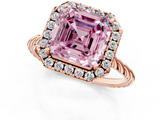 Rose gold Fancy Pink Asscher  Halo Twisted Band Four-Prong Diamond Ring_1