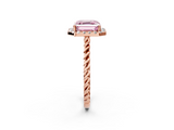 Rose gold Fancy Pink Asscher  Halo Twisted Band Four-Prong Diamond Ring_2