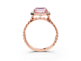 Rose gold Fancy Pink Asscher  Halo Twisted Band Four-Prong Diamond Ring_3