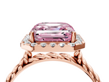 Rose gold Fancy Pink Asscher  Halo Twisted Band Four-Prong Diamond Ring_4