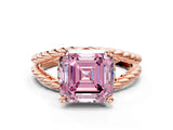 Rose gold Fancy Pink Asscher  Halo Twisted Band Four-Prong Ring_32