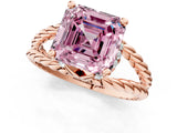 Rose gold Fancy Pink Asscher  Halo Twisted Band Four-Prong Ring_33