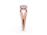 Rose gold Fancy Pink Asscher  Halo Twisted Band Four-Prong Ring_34