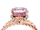 Rose gold Fancy Pink Asscher  Halo Twisted Band Four-Prong Ring_36