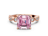 Rose gold Fancy Pink Asscher  Milgrain Bezel Diamond Engagement Ring with Solitaire Prong Setting_29