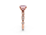 Rose gold Fancy Pink Asscher  Milgrain Bezel Diamond Engagement Ring with Solitaire Prong Setting_31