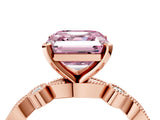 Rose gold Fancy Pink Asscher  Milgrain Bezel Diamond Engagement Ring with Solitaire Prong Setting_33