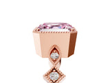 Rose gold Fancy Pink Asscher  Milgrain Marquise Diamond Twist Band Ring_62