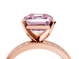 Rose gold Fancy Pink Asscher  Milgrain Pave Diamond Engagement Ring with Four-Prong Setting_4