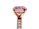 Rose gold Fancy Pink Asscher  Milgrain Pave Diamond Engagement Ring with Four-Prong Setting_5
