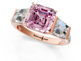Rose gold Fancy Pink Asscher  Solitaire Baguette Side Stone Channel Set Engagement Ring_1