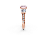Rose gold Fancy Pink Asscher  Solitaire Baguette Side Stone Channel Set Engagement Ring_2