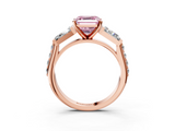 Rose gold Fancy Pink Asscher  Solitaire Baguette Side Stone Channel Set Engagement Ring_3