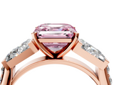Rose gold Fancy Pink Asscher  Solitaire Baguette Side Stone Channel Set Engagement Ring_4