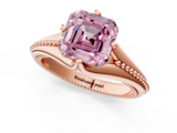 Rose gold Fancy Pink Asscher  Solitaire Beaded Band Six-Prong Setting_1