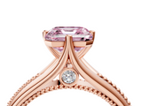 Rose gold Fancy Pink Asscher  Solitaire Beaded Band Six-Prong Setting_4