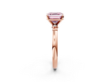 Rose gold Fancy Pink Asscher  Solitaire Beaded Band with Four-Prong Setting_2