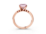 Rose gold Fancy Pink Asscher  Solitaire Beaded Band with Four-Prong Setting_3