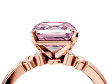 Rose gold Fancy Pink Asscher  Solitaire Beaded Band with Four-Prong Setting_4