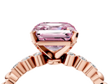 Rose gold Fancy Pink Asscher  Solitaire Bezel Accent Diamond Engagement Ring with Beaded Band and Four-Prong Setting_4
