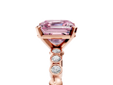 Rose gold Fancy Pink Asscher  Solitaire Bezel Accent Diamond Engagement Ring with Beaded Band and Four-Prong Setting_5